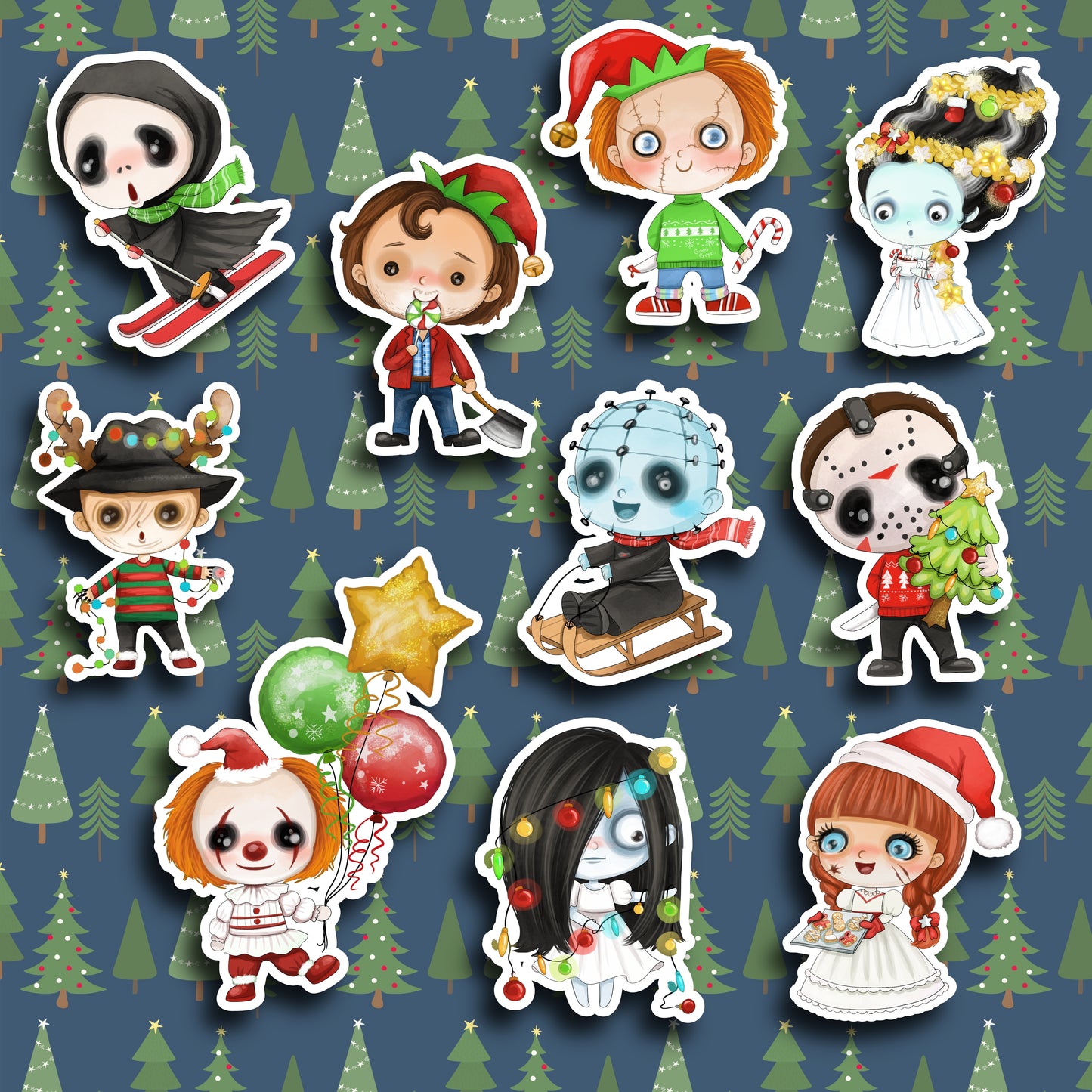 Spooky Horror Christmas Sticker Set