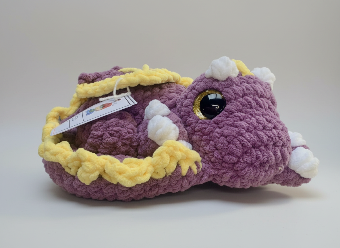 Sleepy Dragon Crochet Plush – Handmade Plush Toy for Cuddles & Decor