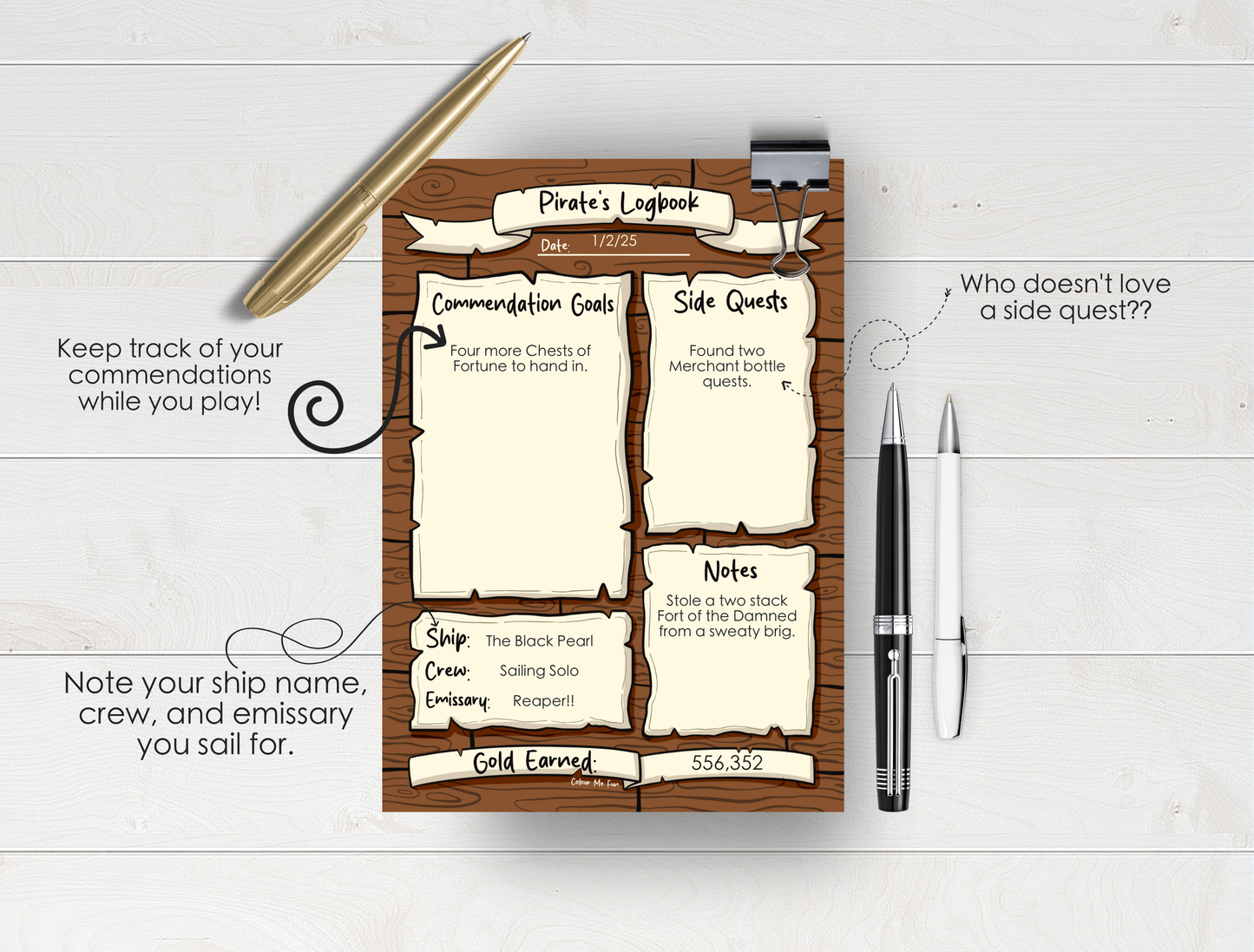 A5 Pirate Task Planner Notepad