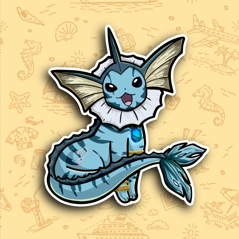 Vaporeon Pirate Pokemon Vinyl Sticker