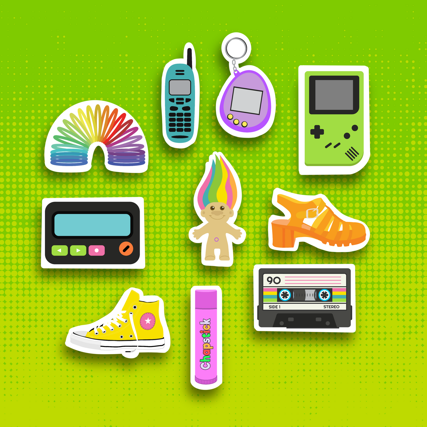 Retro 90's Themed Sticker Set