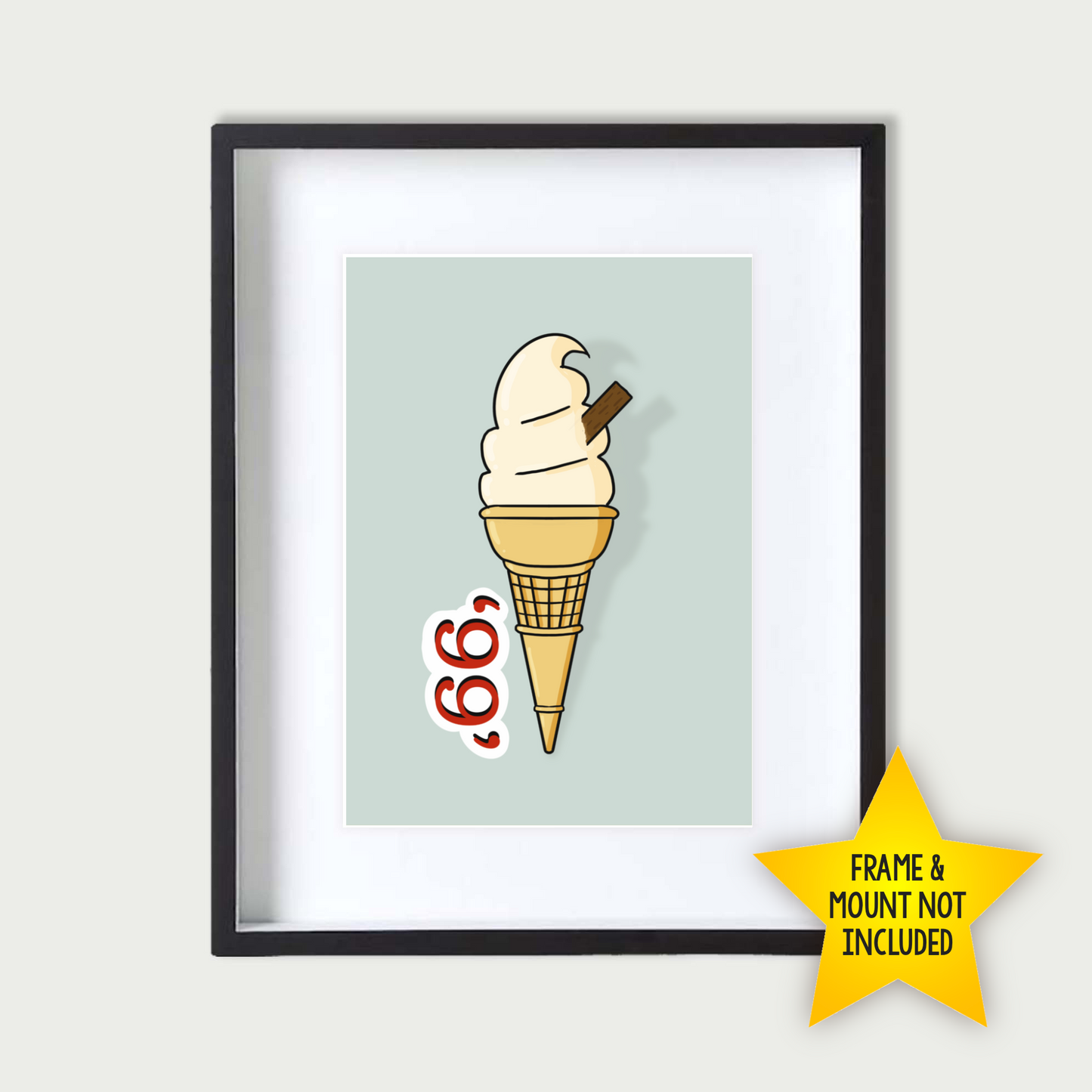 Retro '99' Ice Cream Print (5"x7")