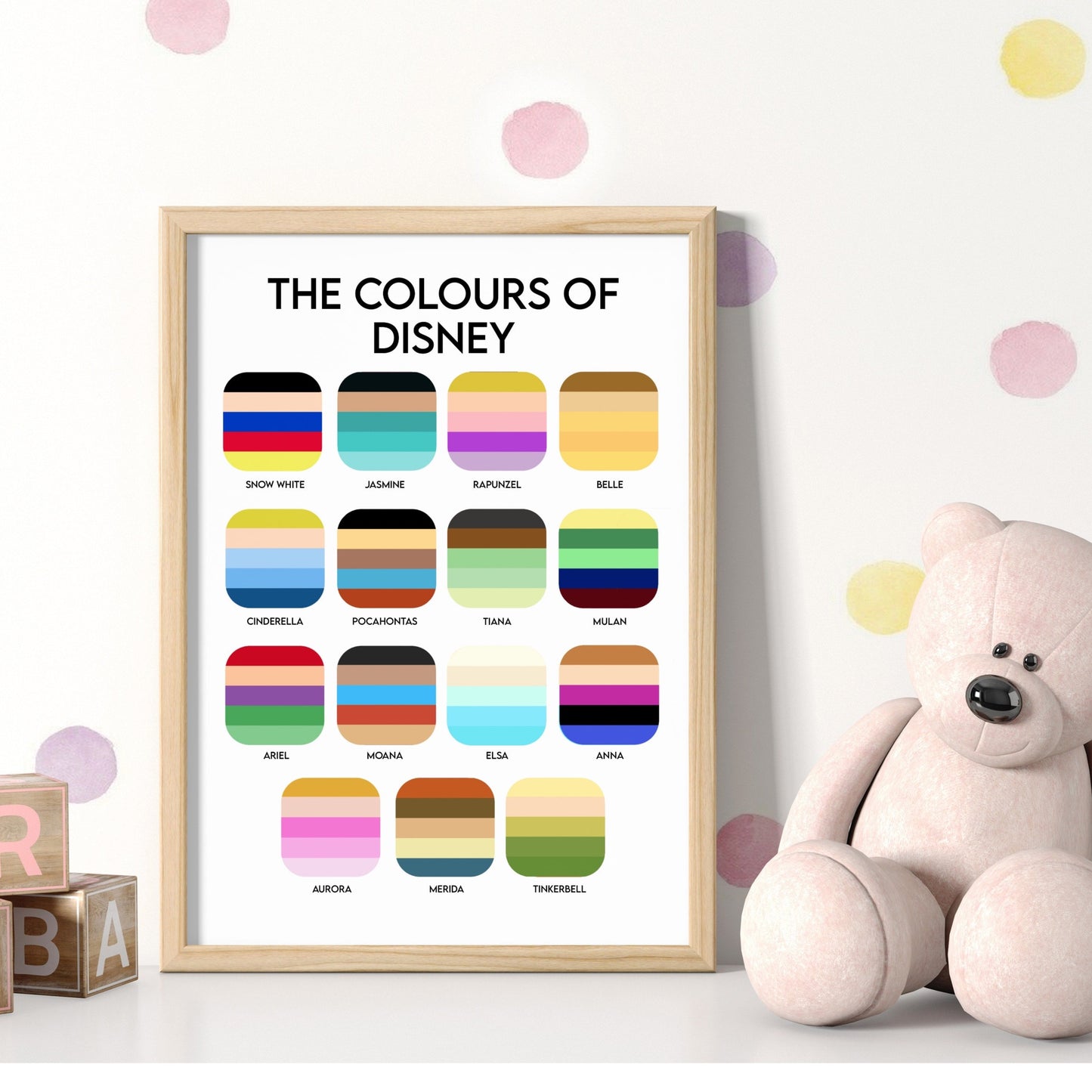 The Colours of Disney Nursery Print (A4)