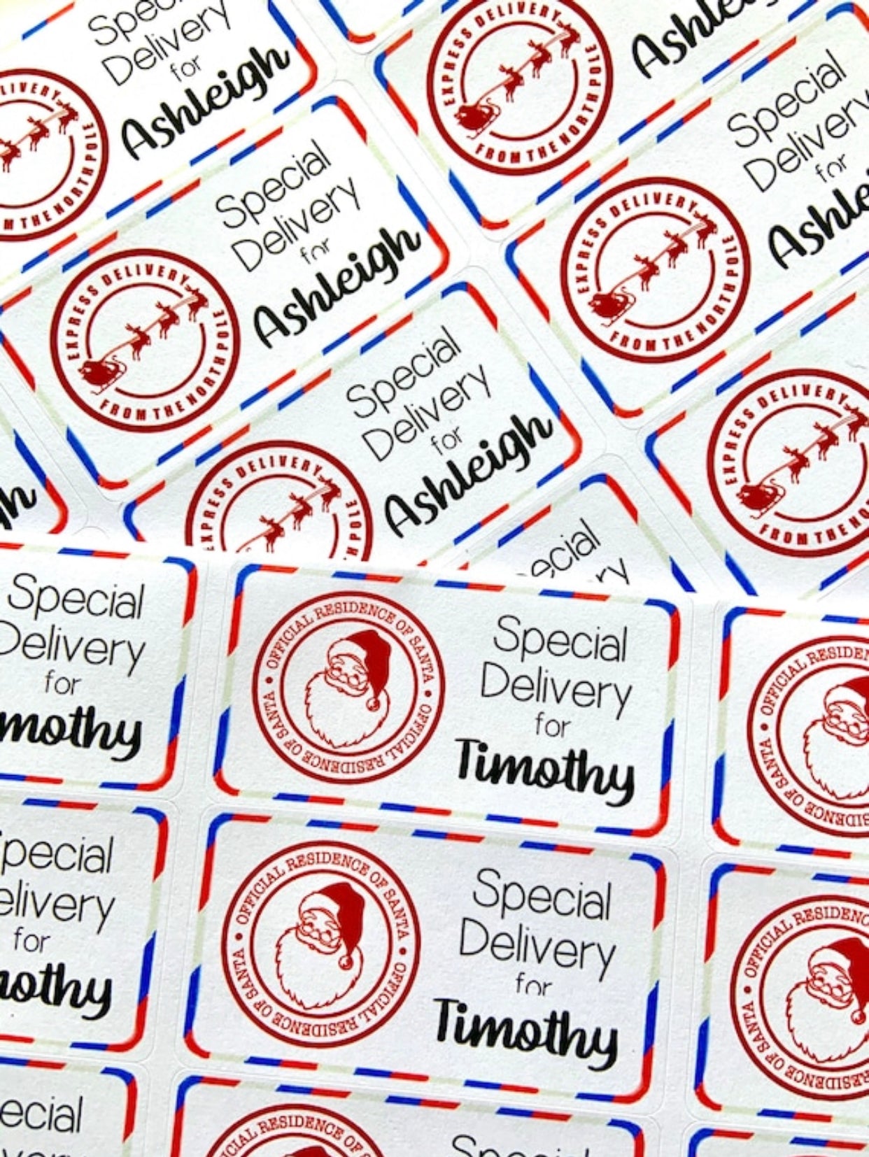 Personalised Special Delivery Christmas Stickers