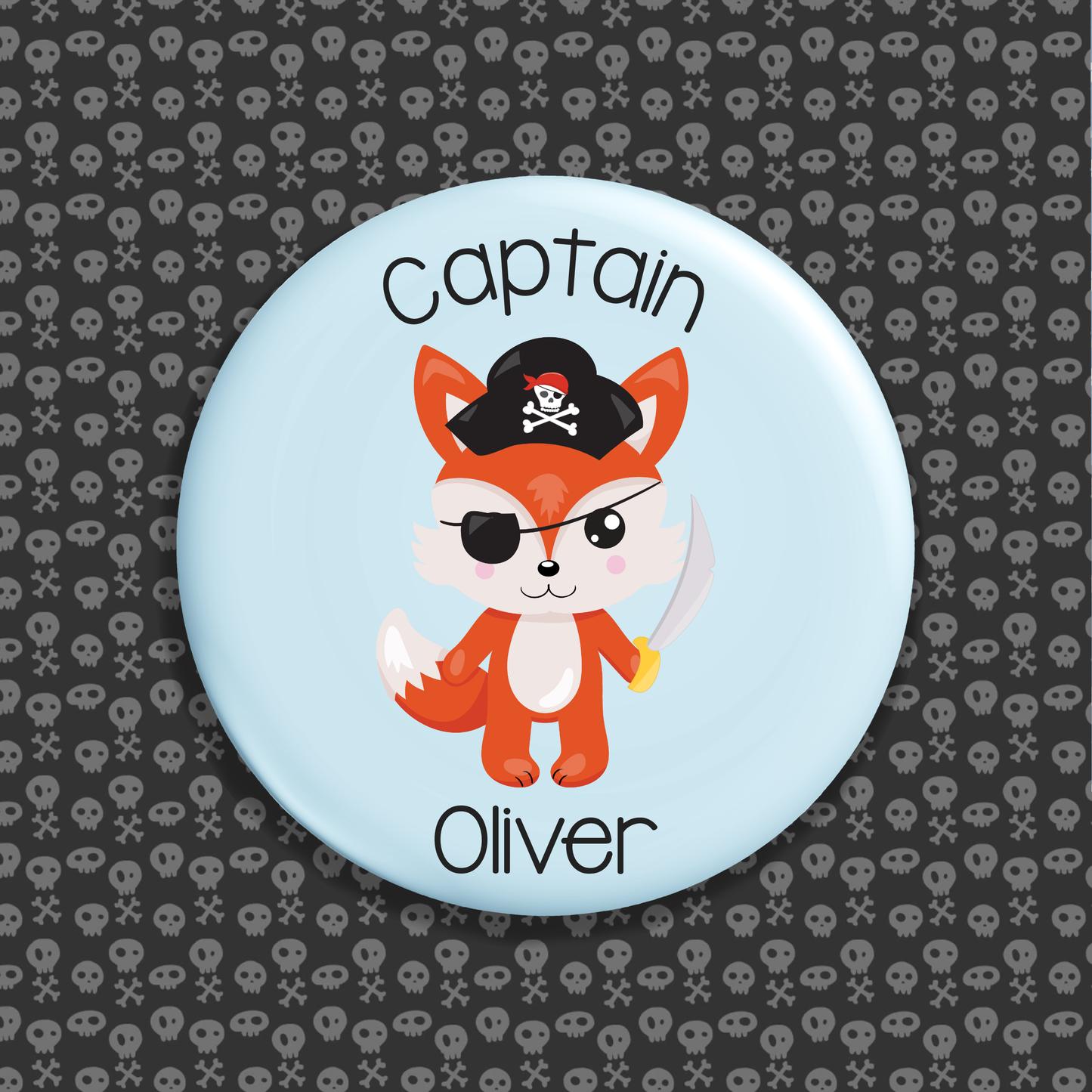 Personalised Pirate Captain Button Badge