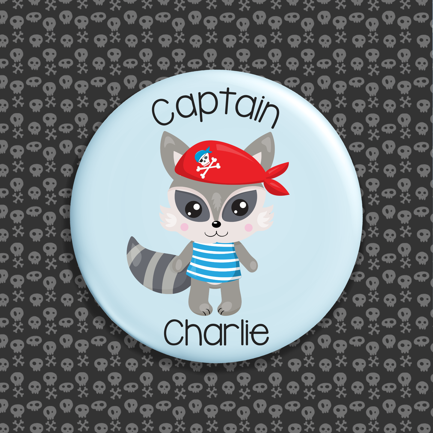 Personalised Pirate Captain Button Badge