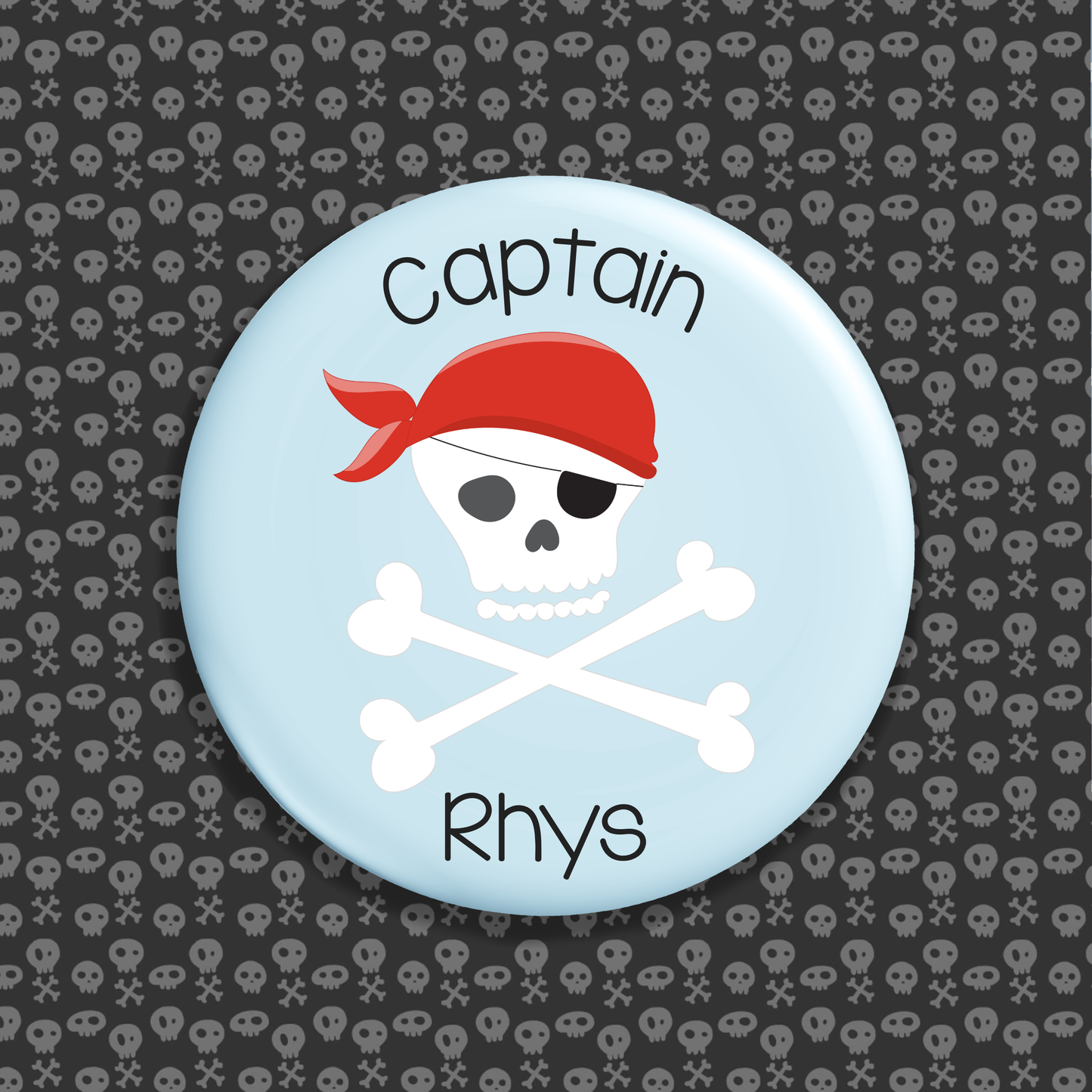 Personalised Pirate Captain Button Badge