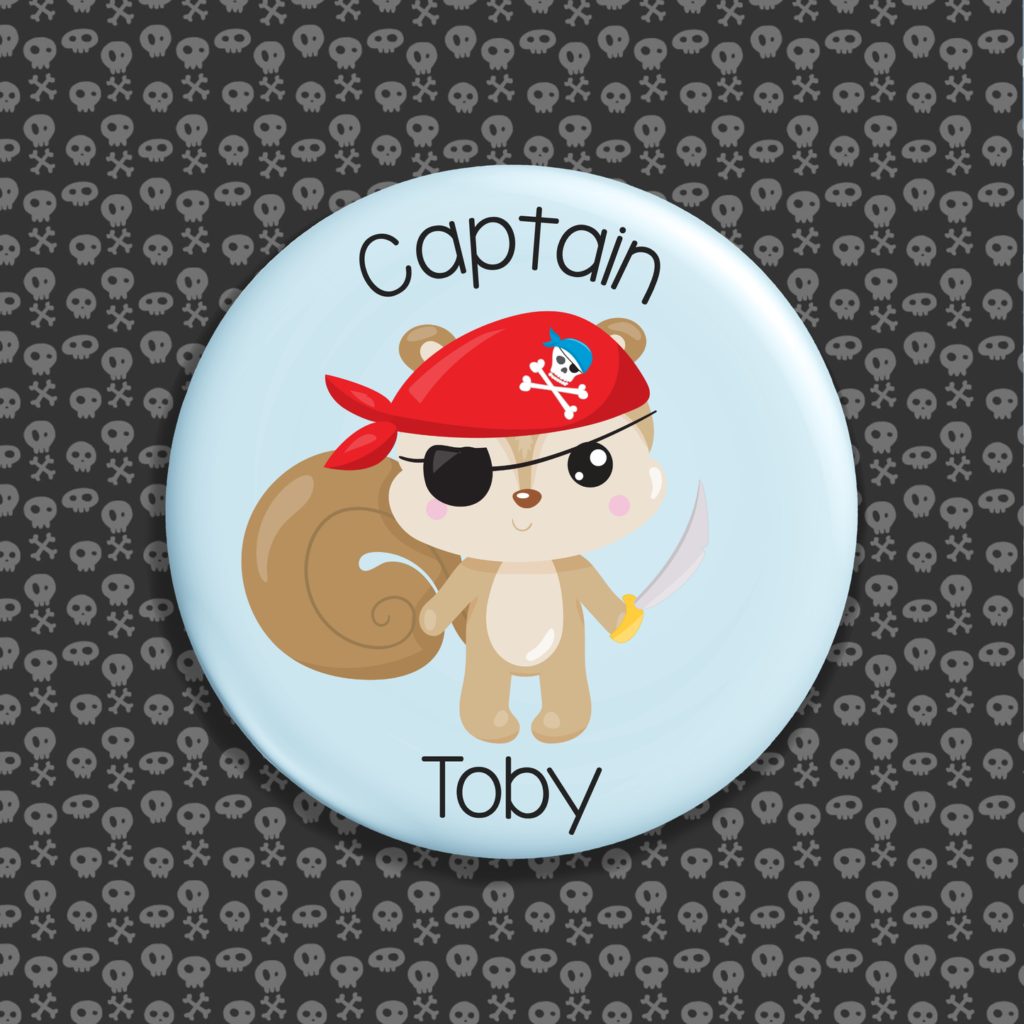 Personalised Pirate Captain Button Badge