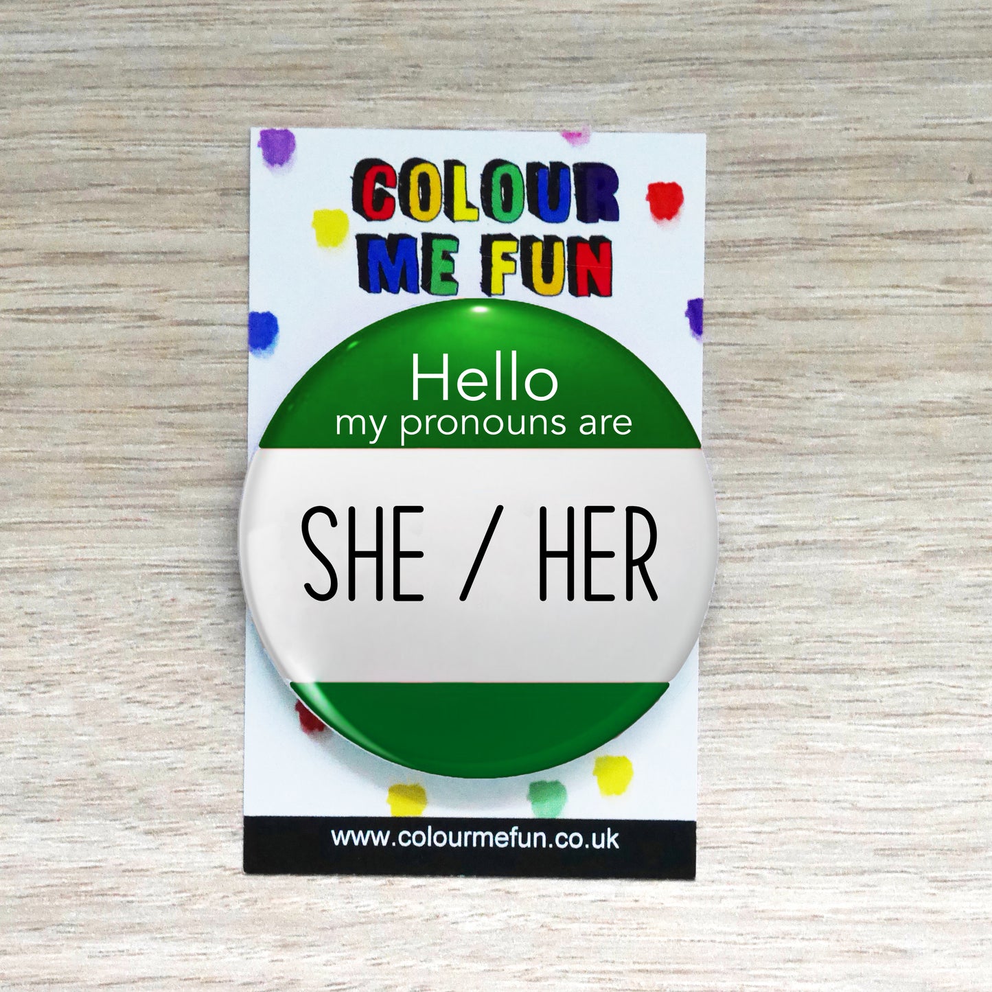 She/Her Personal Pronoun Pin Badge