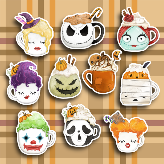 Spooky Halloween Coffee Sticker Set