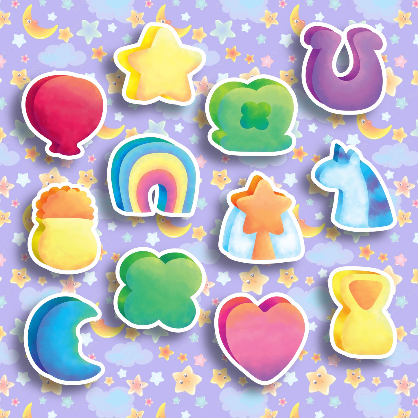 Lucky Retro Marshmallow Sticker Set