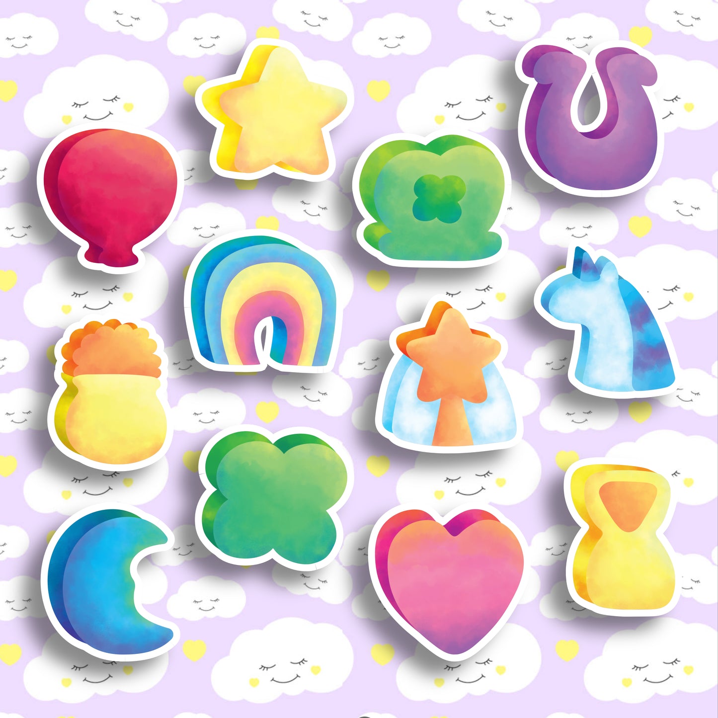 Lucky Retro Marshmallow Sticker Set