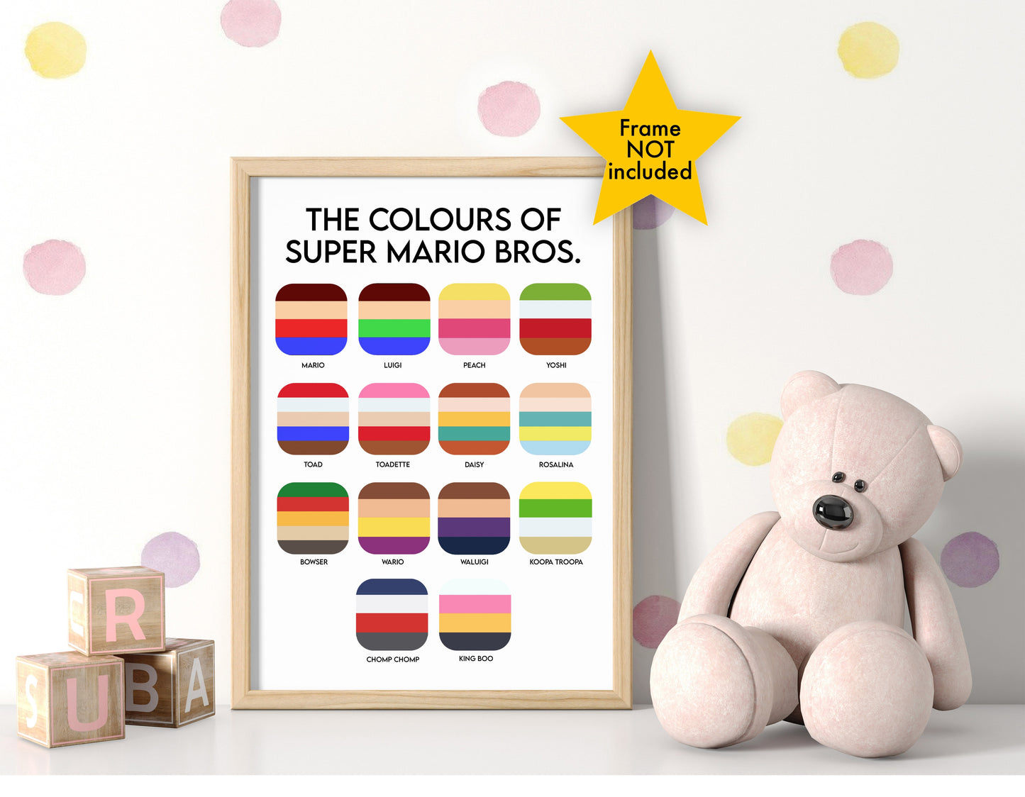 The Colours of Super Mario Bros Print (A4)