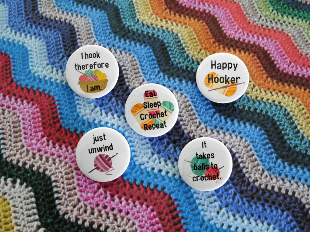 Crochet Button Badge Set