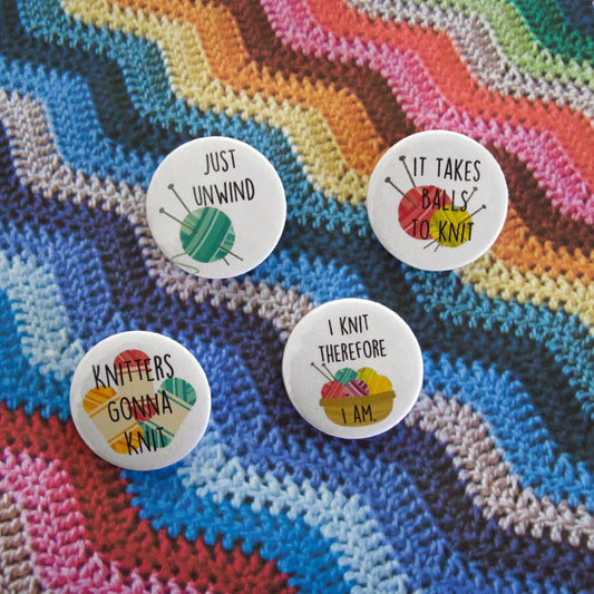 Knitting Button Badge Set